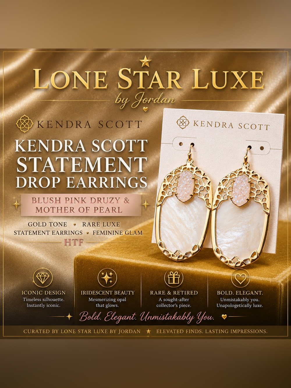 Kendra Scott Statement Drop Earrings | Blush Pink Druzy & Mother of Pearl